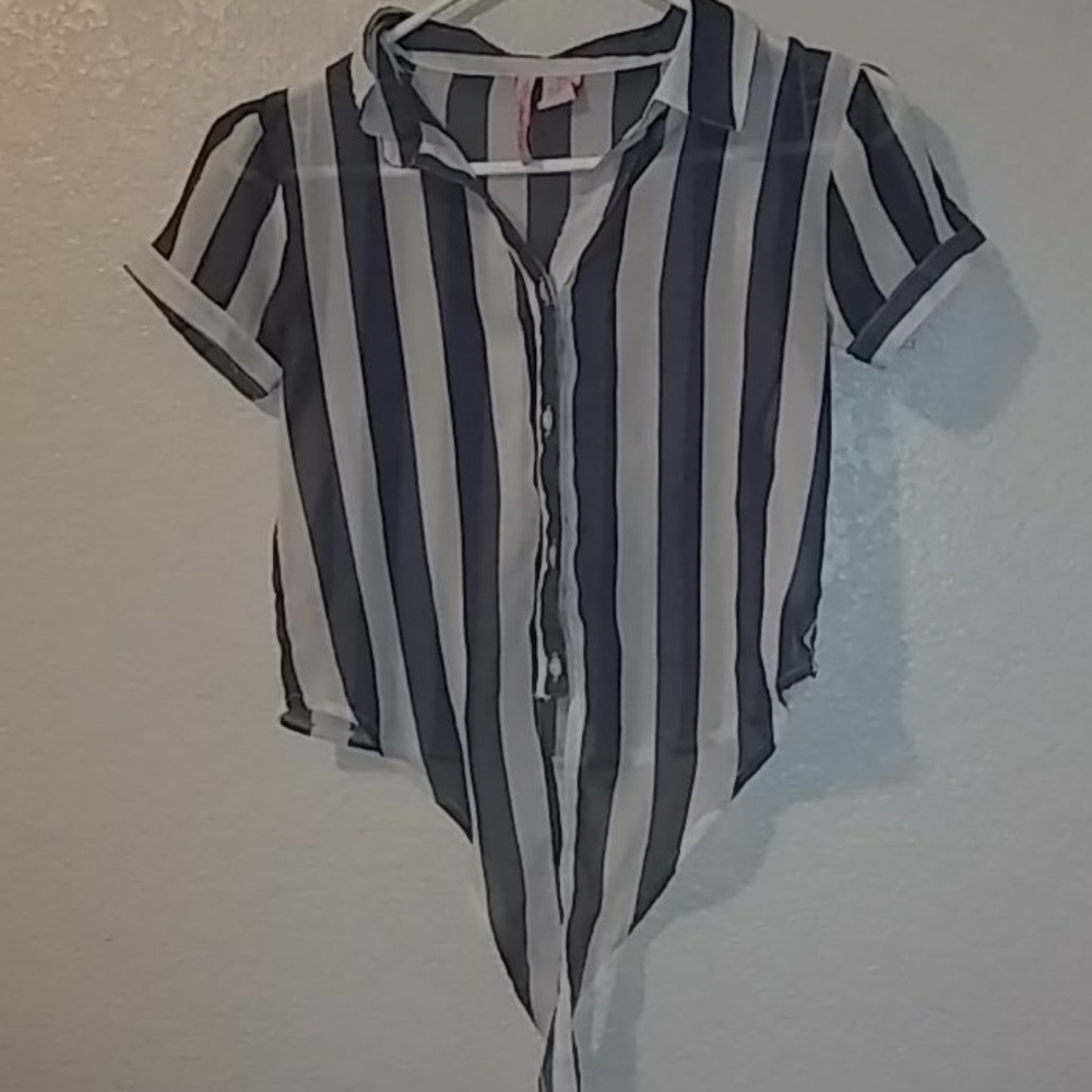 Blue and white striped shirt